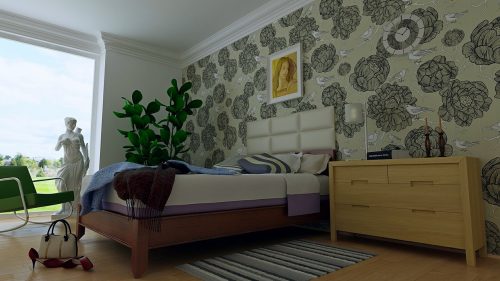 Bedroom With Wallpaper