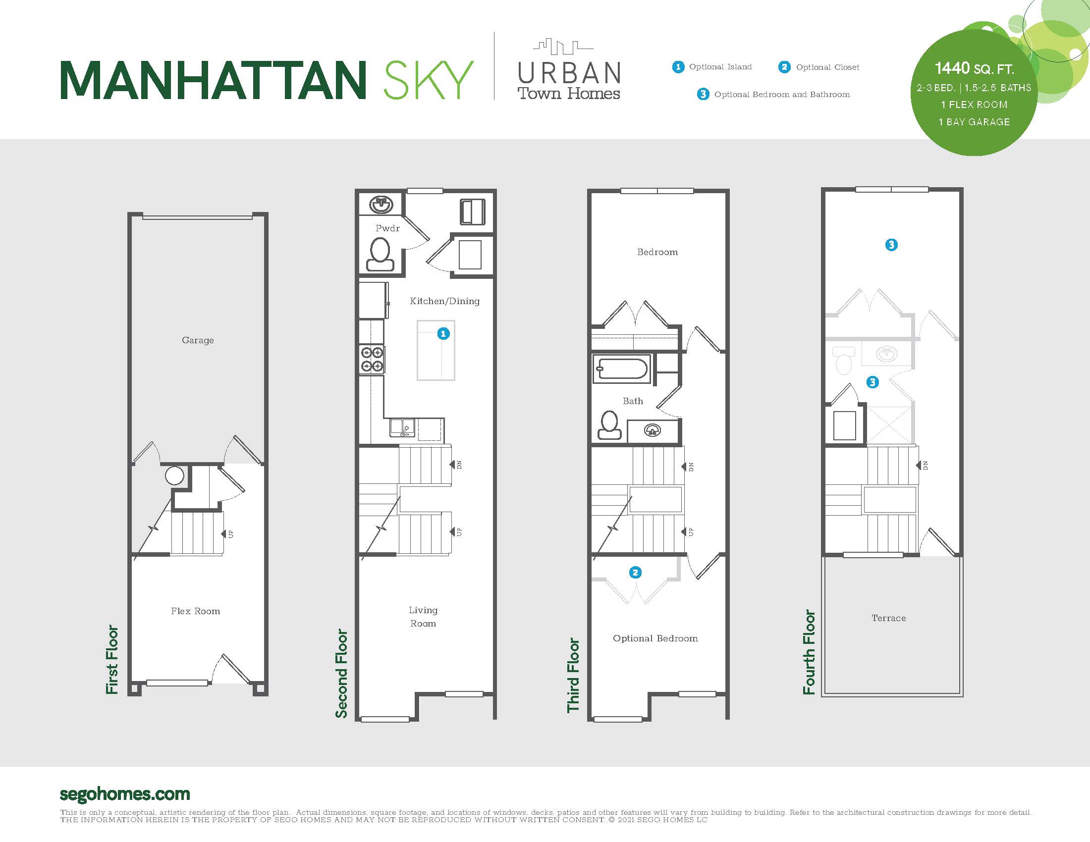 Floorplan handout of the Manhattan Sky Floorplan in the Urban Townhomes Series at Daybreak South Jordan